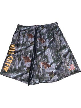 Kill Crew Camo Mesh Shorts Men's 2XL Embroidered USA Flag Patch And Drawstring